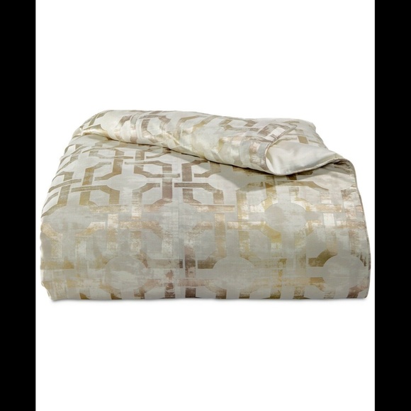 NEW Hotel‎ Collection Fresco Metallic Full/Queen Duvet Cover in Gold #D36 - Picture 10 of 11